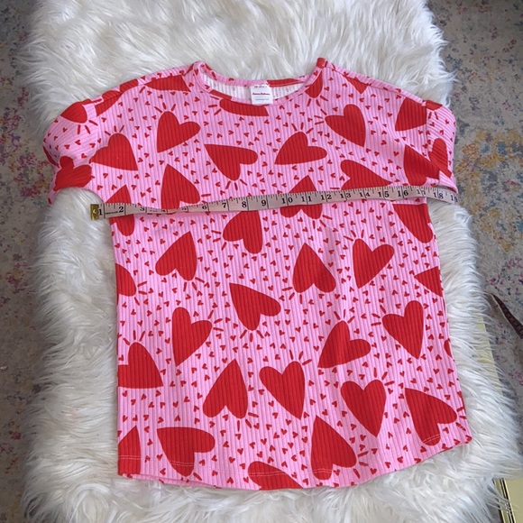 Hanna Andersson Girls Pink with Red Hearts Pajama Long Sleeves Top Sz 12 - Picture 5 of 10